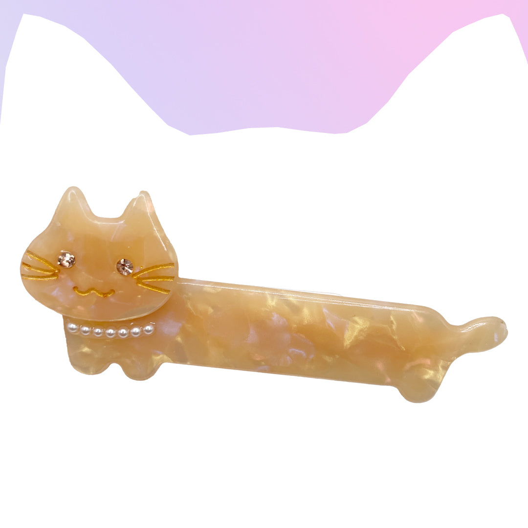 Yellow Cat Barette Hair Clip